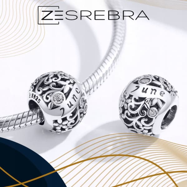 Charms juni måned sølv pr 925 perle zirkonium perle perler juni