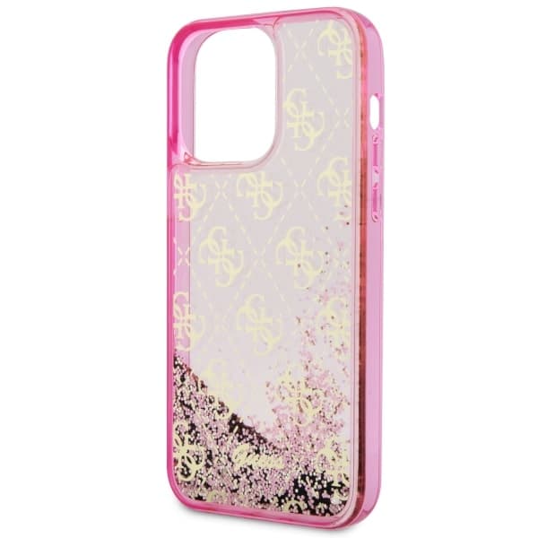 Guess Liquid Glitter 4G Transparent Cover til iPhone 14 Pro, Pink