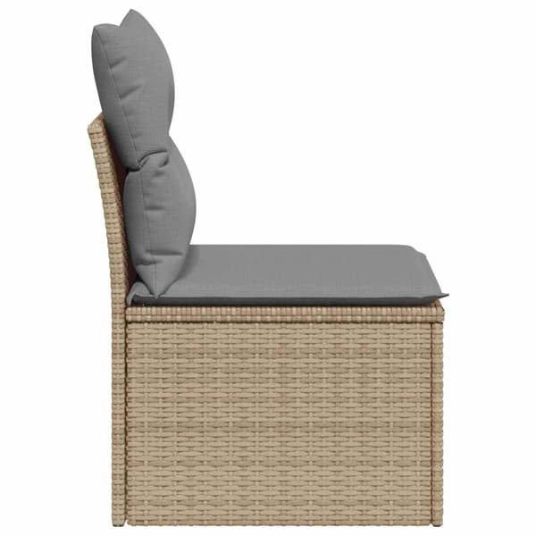 vidaXL Trädgårdssoffmodul, armstödslös, med kuddar, beige
