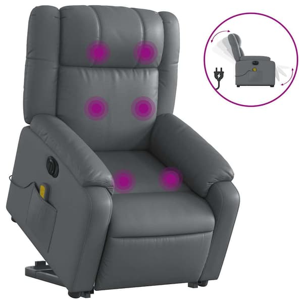 vidaXL elektrisk lænestol med massage, grå