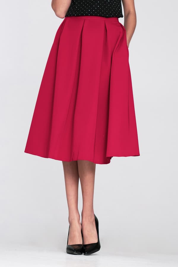 Utsvängd midikjol - röd 40
