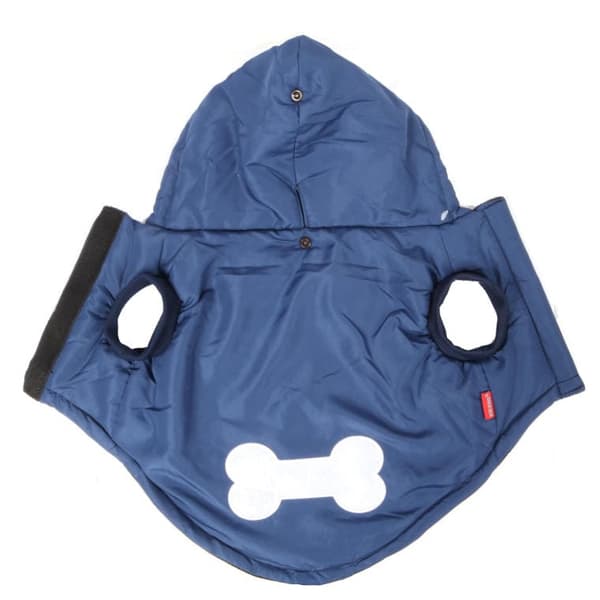 Vinterjacke til mellemstore hunde størrelse XL blå og sort vandtæt med hætte