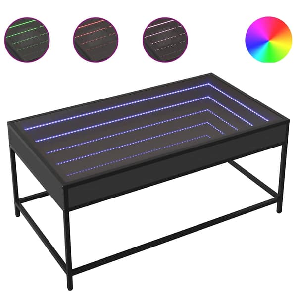 vidaXL Infinity LED sofabord sort 90x50x41 cm
