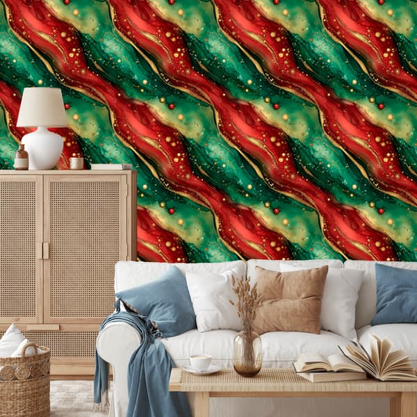 Mustetapetti Punainen, vihreä ja pullonvihreä 50x1000 cm