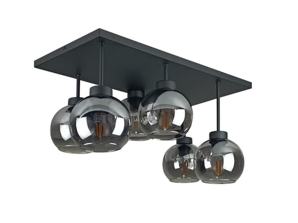 Loftlampe 6xE27 Nessa Sort/Røget