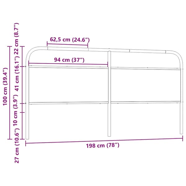 vidaXL sengegavl i røget egetræ 190 cm