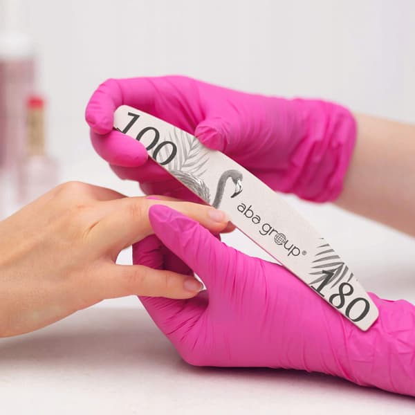 Aba Group Nagelfil HALF MOON 100/180 SLIM - FLAMINGO, 100 stycken