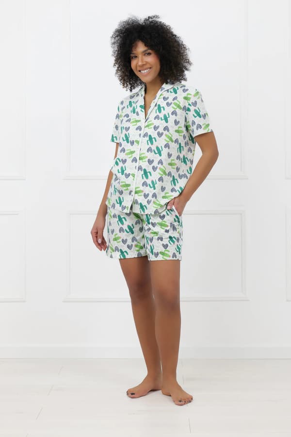 Kortärmad dampyjamas, korta byxor Kaktus M