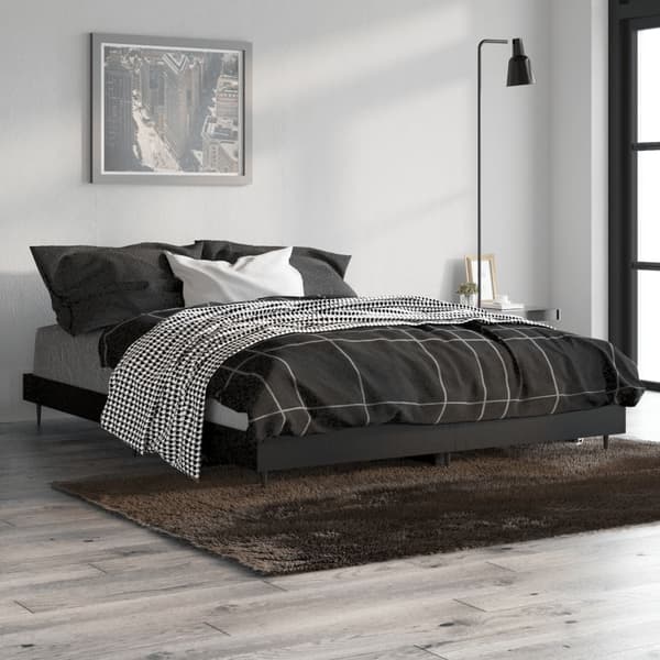vidaXL sengestel sort 135x190 cm træbaseret materiale