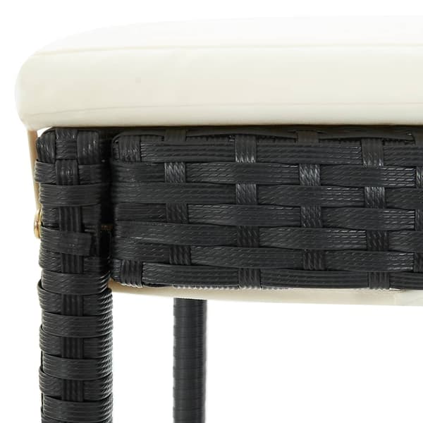 vidaXL barstole med hynder, sæt med 6, sort, polyrattan
