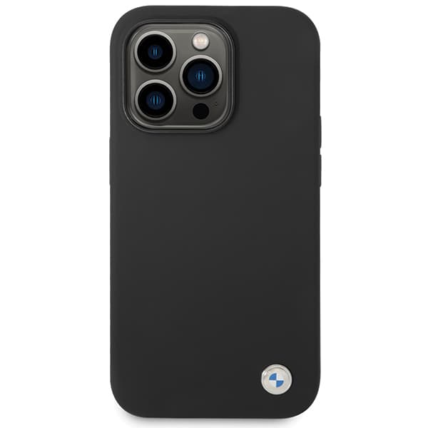 BMW Silikone Metal Logo Cover til iPhone 15 Pro, Sort