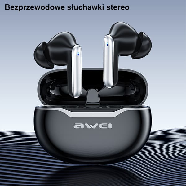 AWEI Bluetooth 5.3 T50 TWS hörlurar + dockningsstation svarta