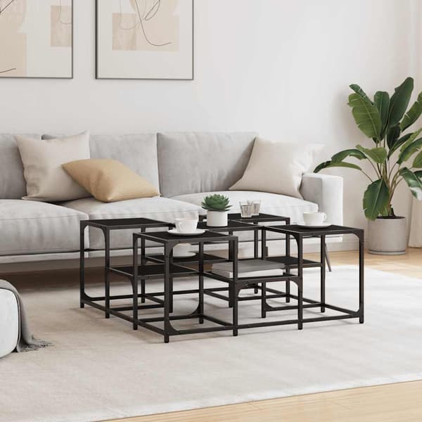 vidaXL sofabord, sort, 91x91x40 cm, træbaseret materiale