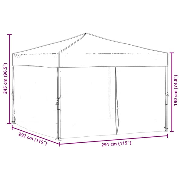 vidaXL foldbart festtelt med sider blå 3x3 m