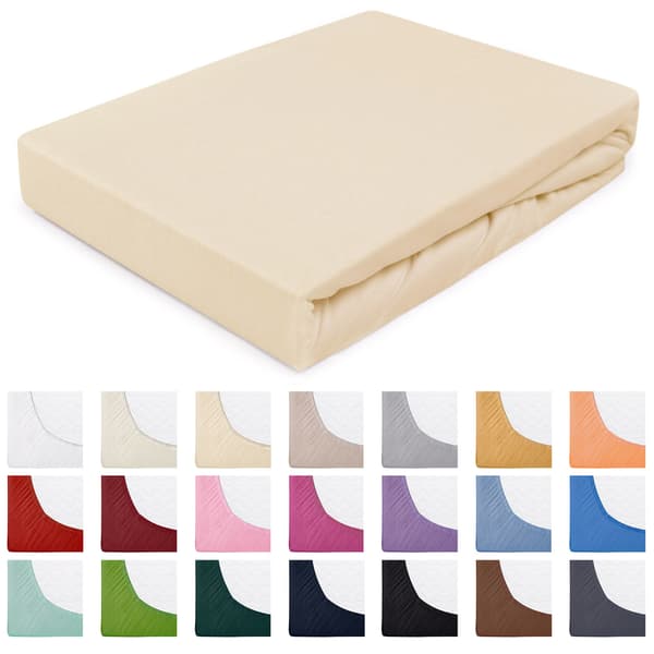 Stræklagen 90x200 elastisk JERSEY 100% BOMULD lys beige