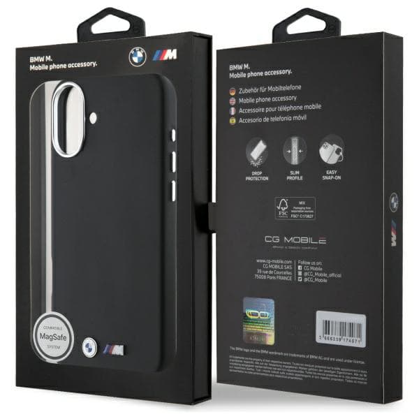 BMW M Smooth Full Wrapped Metal MagSafe-cover til iPhone 16 Plus, sort