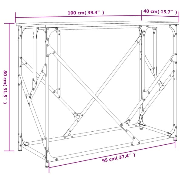 vidaXL konsolbord, sort, 100x40x80 cm, træbaseret materiale