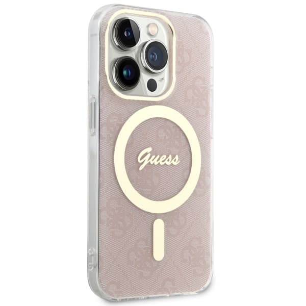Guess IML 4G MagSafe-etui til iPhone 14 Pro, lyserød