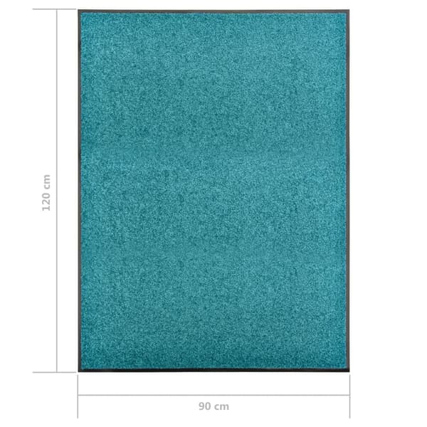 vidaXL vaskbar dørmåtte, cyan, 90 x 120 cm