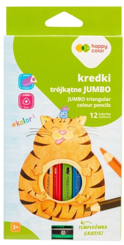 Jumbo träkritor 12 färger + pennvässare