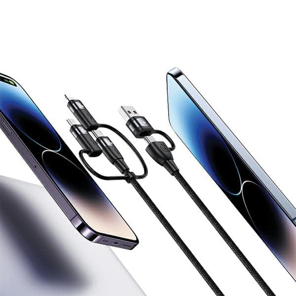 USAMS U85 2xUSB-C til USB-A til Micro-USB til Lightning 6in1 Kabel 2m 100W PD Hurtigopladning Lilla