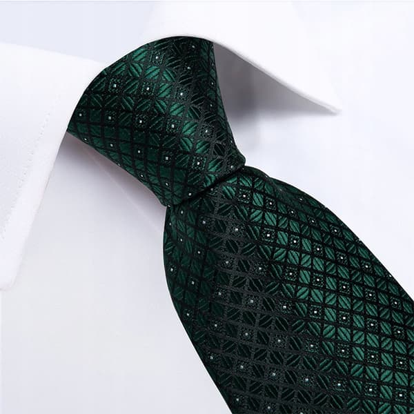 Herreslips 8 cm elegant jacquard lommetørklæde + manchetknapper