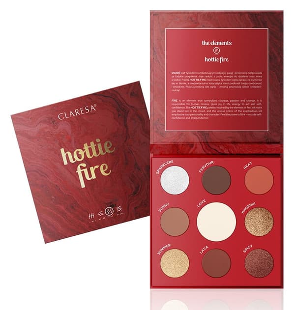 Claresa Elements Hottie Fire Palette med 9 øjenskygger 12 g