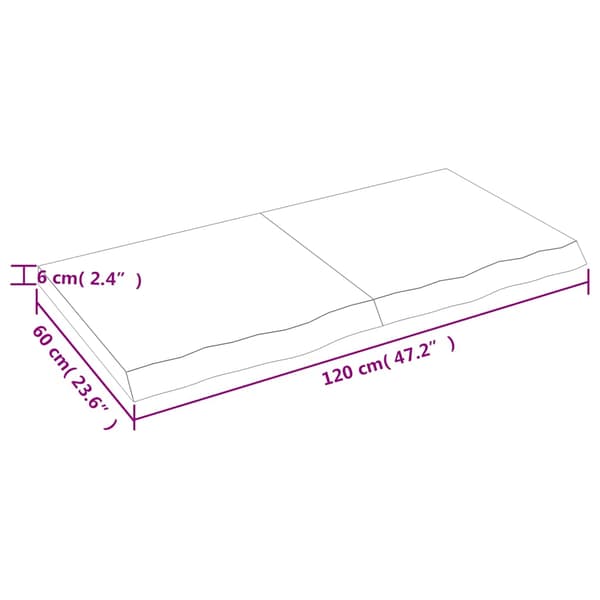vidaXL hylde mørkebrun 120x60x(2-6) cm egetræsfinish