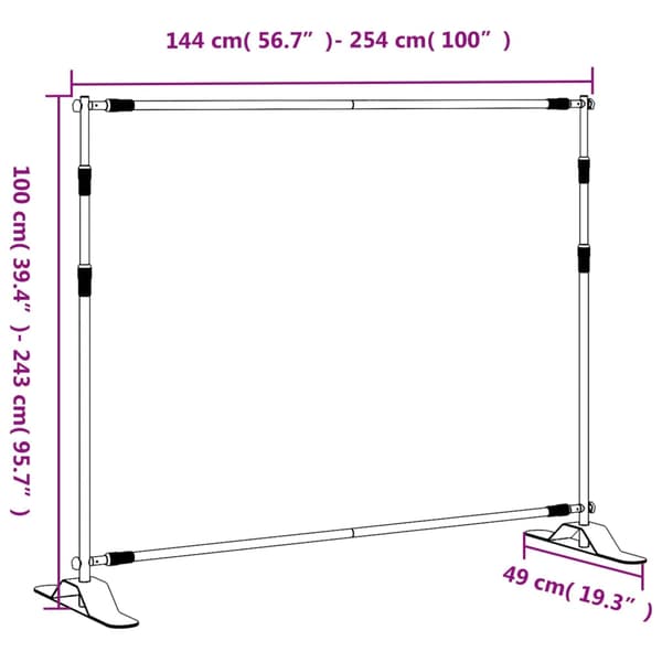 vidaXL baggrundsstativer, 2 stk., sort, 254x243 cm, stål
