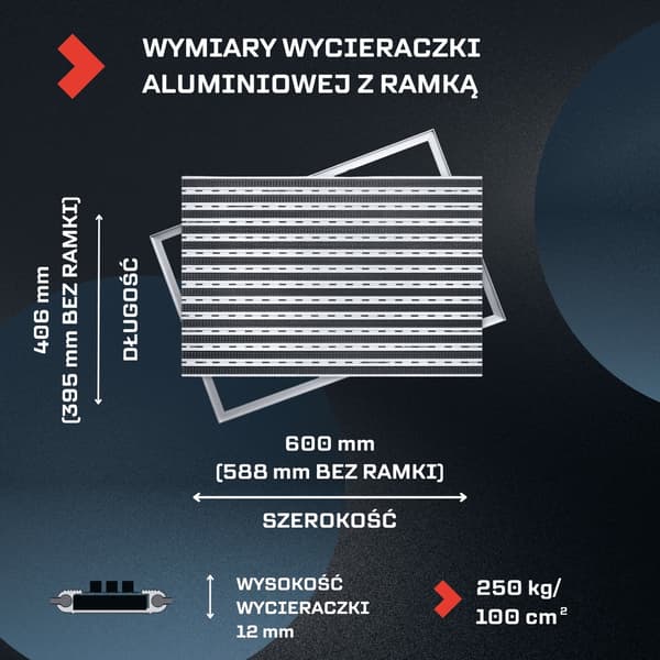 POLENTEX ALUMINIUM TORKARBORSTE GRÅ: 60x40, 12mm MED RAM