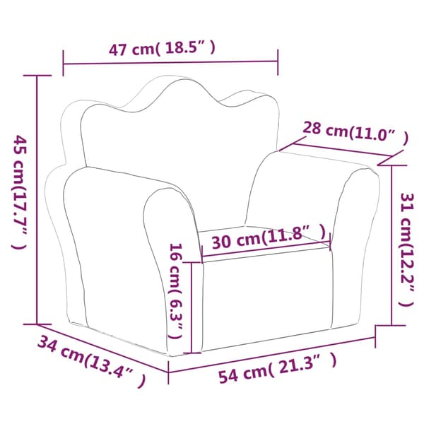vidaXL børnesofa, antracit, blød plys