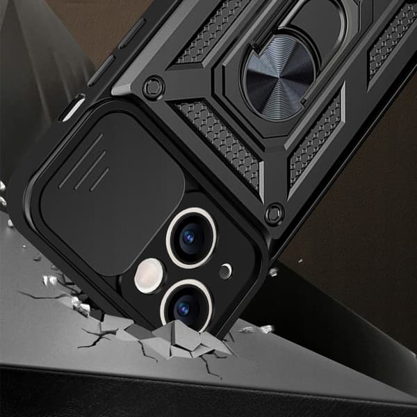 Skal till SAMSUNG A33 5G Defender Slide ARMOR RING STARK BAKSIDA + GLAS