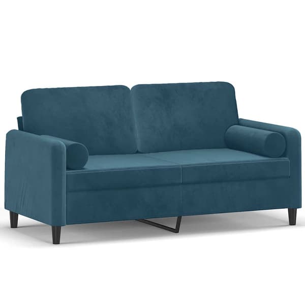 vidaXL 2-sitssoffa med kuddar, blå, 140 cm, sammet
