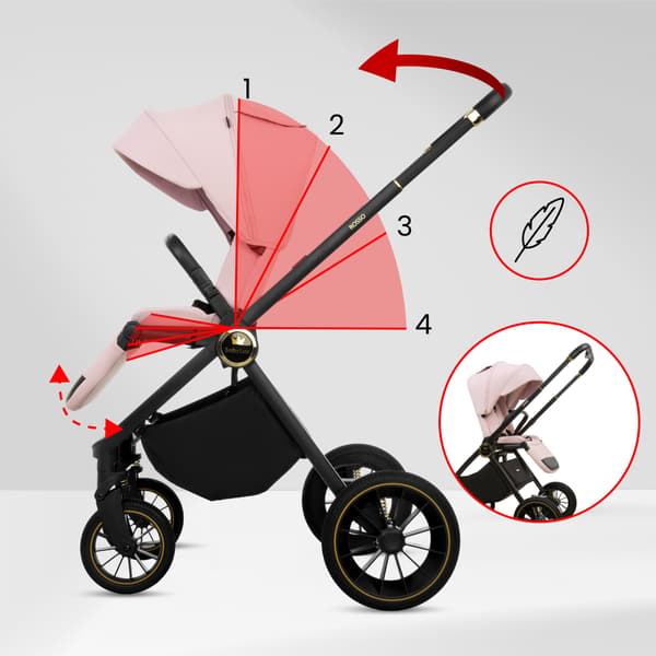 BabyLux ROSSO 2-i-1 klapvogn, gondol, let, foldbart sæt