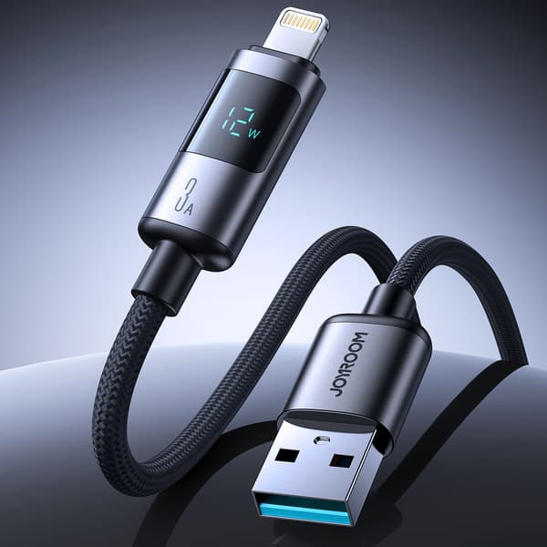 Näyttökaapeli USB-A - iPhone Lightning 3A 1.2m - musta