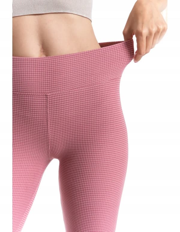 Moraj ribbade leggings med hög midja, rosa, L/XL