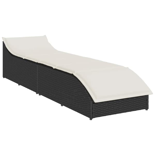 vidaXL foldbar liggestol med hynde og opbevaring sort polyrattan