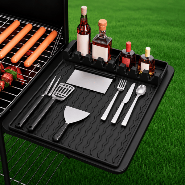 Silikone grillmåtte til grill og grilltilbehør, sort