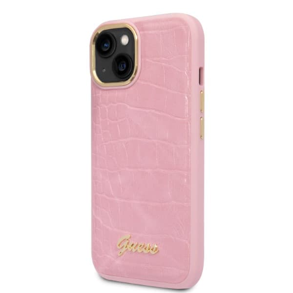 Guess Croco Collection iPhone 14 Plus-skal, rosa