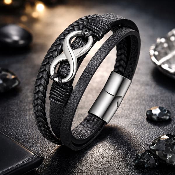 HERRLÄDERARMBAND, Flätat, Elegant, Present till en man