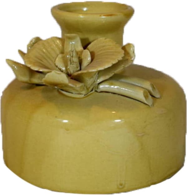Gul minivase med dekorativ blomst