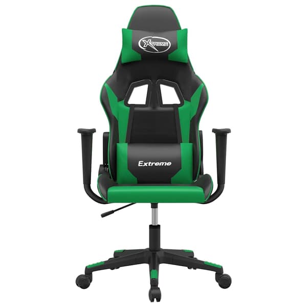 vidaXL massage-gamingstol, sort og grøn, kunstlæder