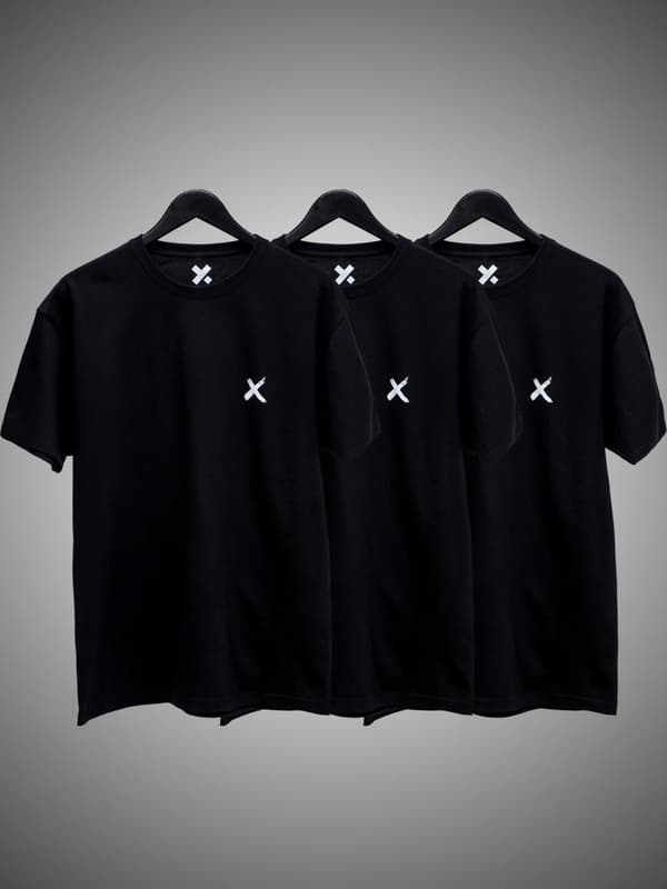 Sæt med 3 sorte herre-T-shirts Point X Mini X XXL
