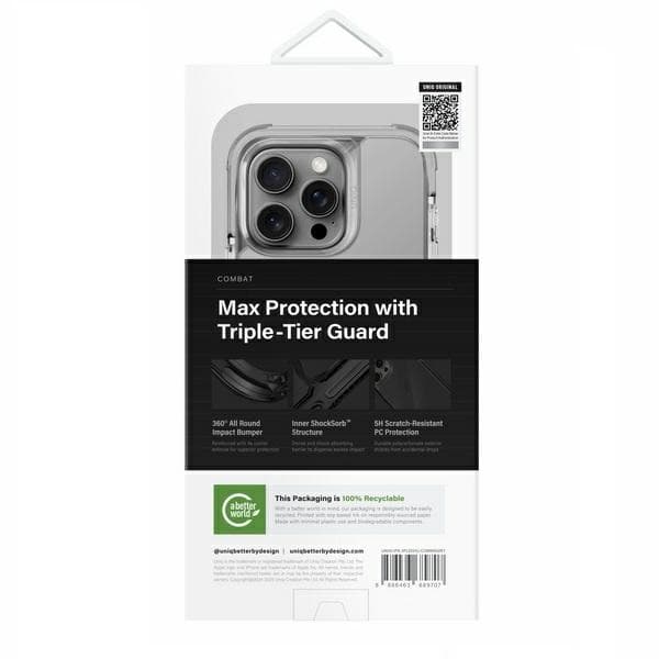 UNIQ Combat MagSafe -kotelo iPhone 16 Prolle, harmaa