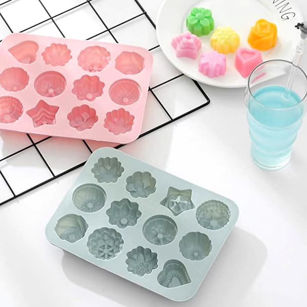 Silikonform, choklad, gelé, bakform, 12 mönster