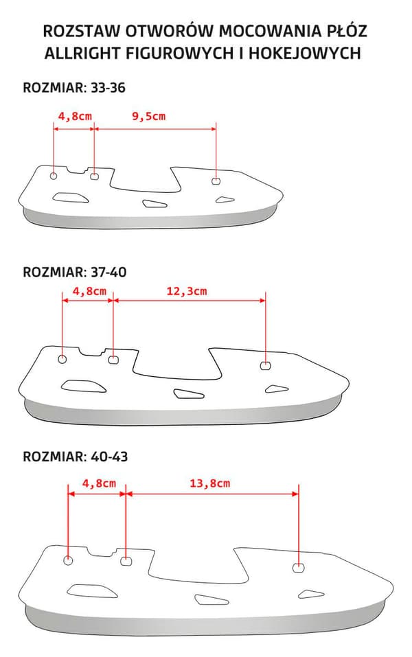Konståkningsklinga storlek L 40-43 mod.223B
