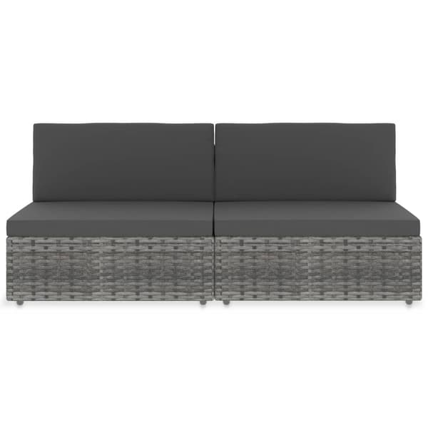 vidaXL 2-istuttava modulaarinen sohva, PE-rottinki, harmaa