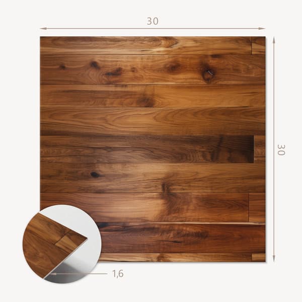 Sæt med selvklæbende vinylfliser, træplade i et 9x30x30 cm layout
