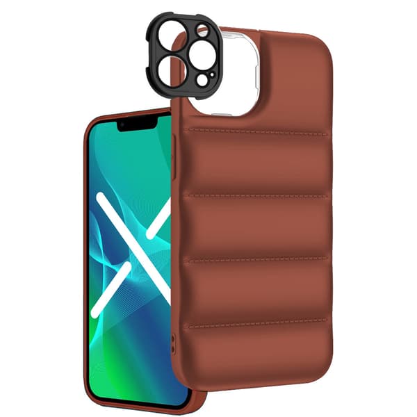 Puffer-etui til iPhone 13 Pro Max, brun