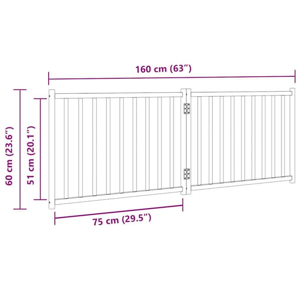 vidaXL foldbar hundegitter 2 paneler brunt egetræ 160 cm træ